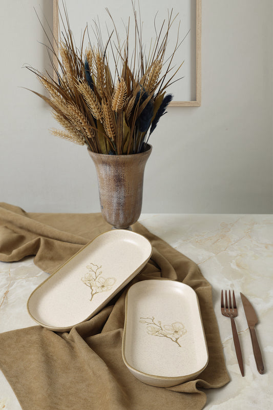 Taupe Bloom Noyan Boat Plate 26 cm 2 Pieces