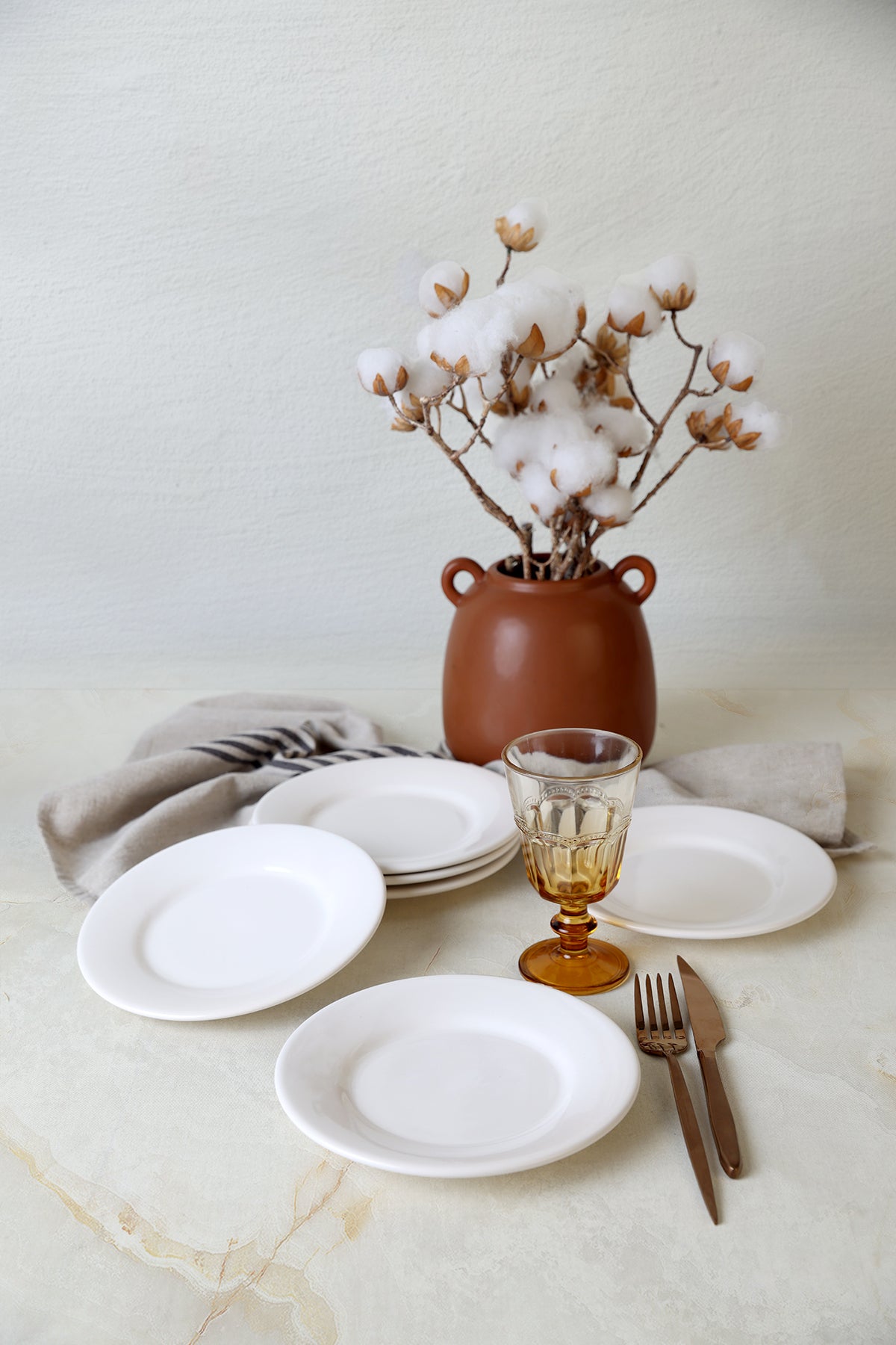 White Linda Pasta Plate 19 cm 6 Pieces