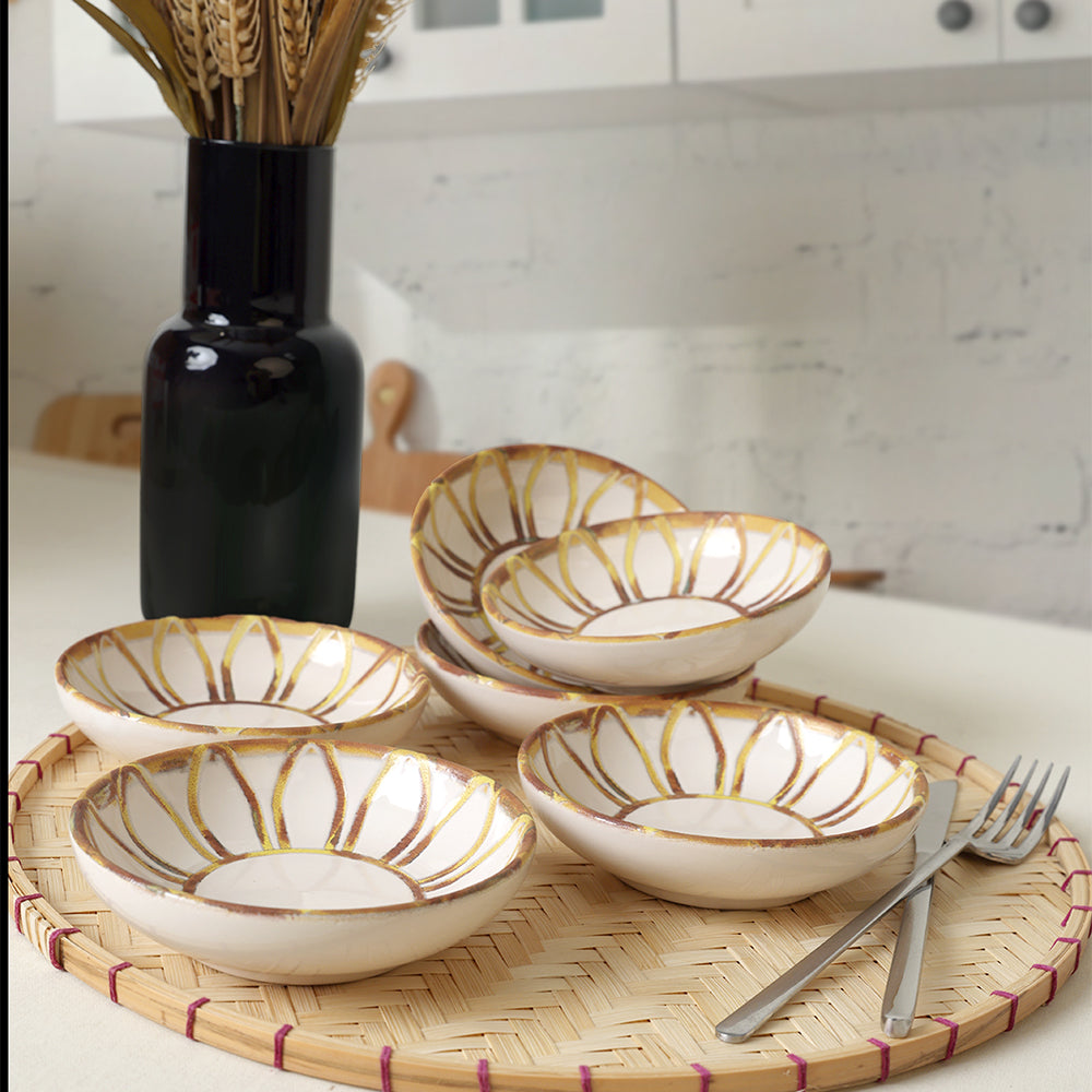 Worn Gold Ring Snack Bowl 13 Cm 6 Pieces