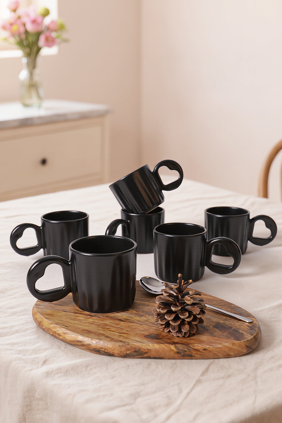 Matte Black Senta Mug, 8 cm, 6 Pieces