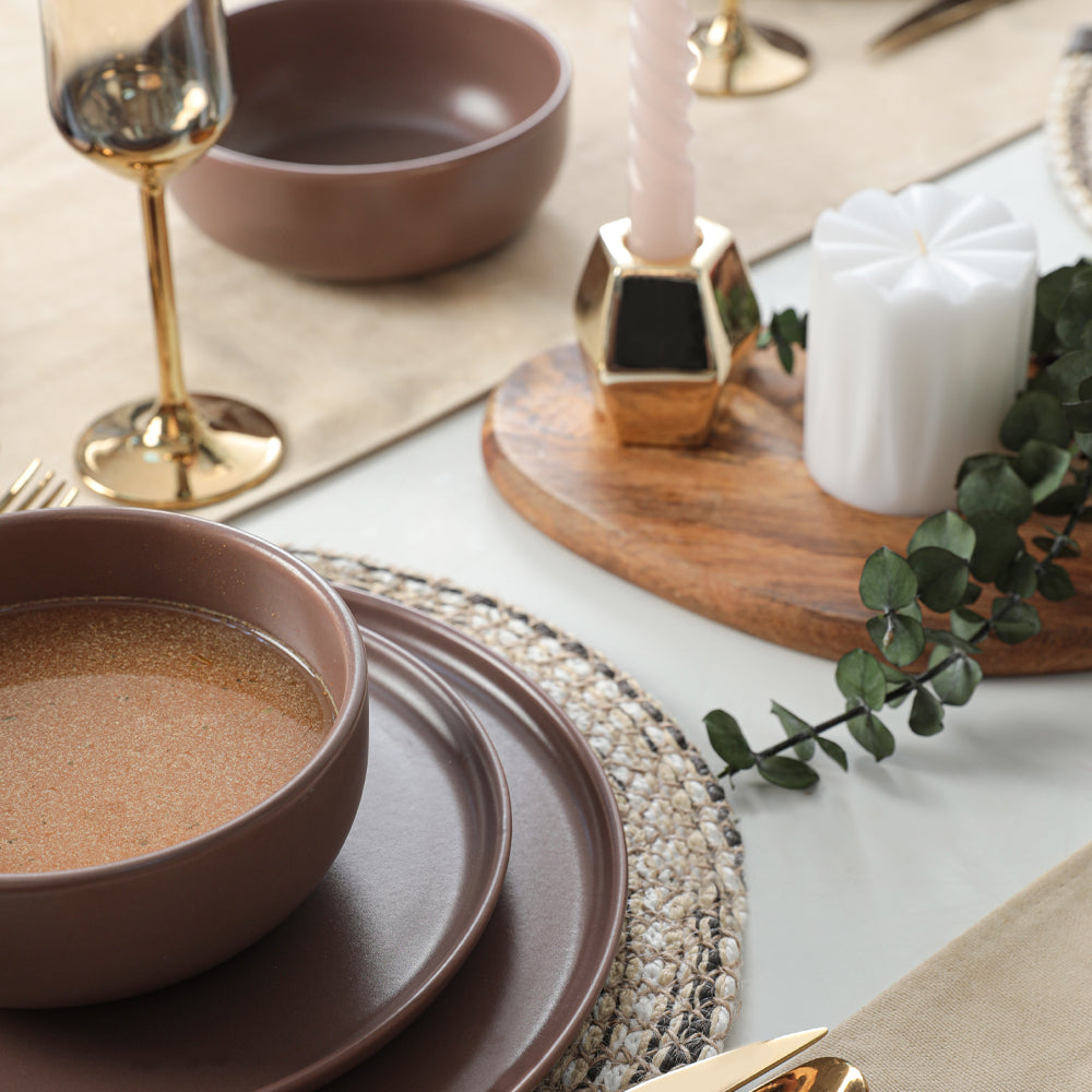 Nordic Matte Light Taupe Dining Set 18 Pieces 6 Person