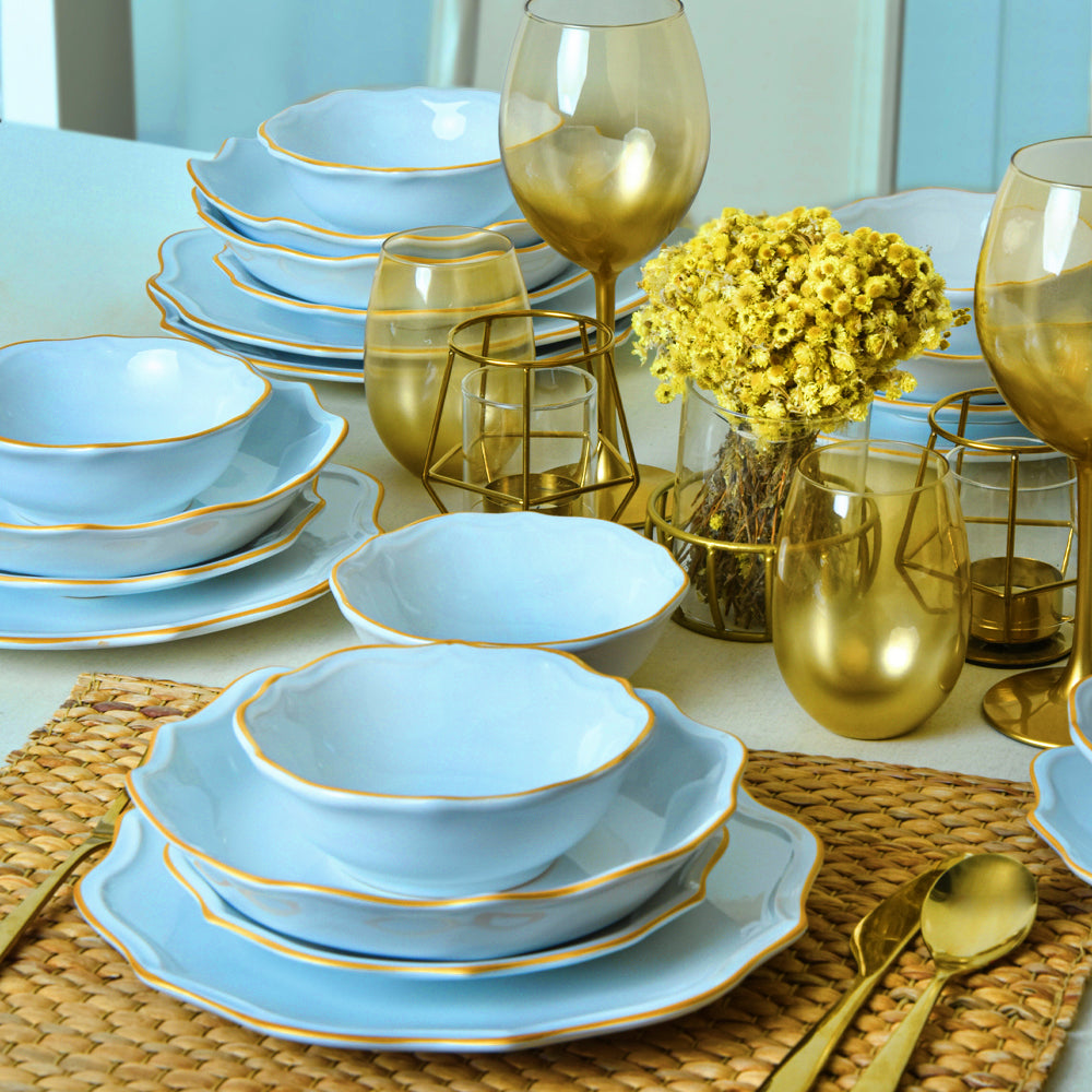 White Gold Netted Romeo Dinner Set 24 Pieces for 6 People