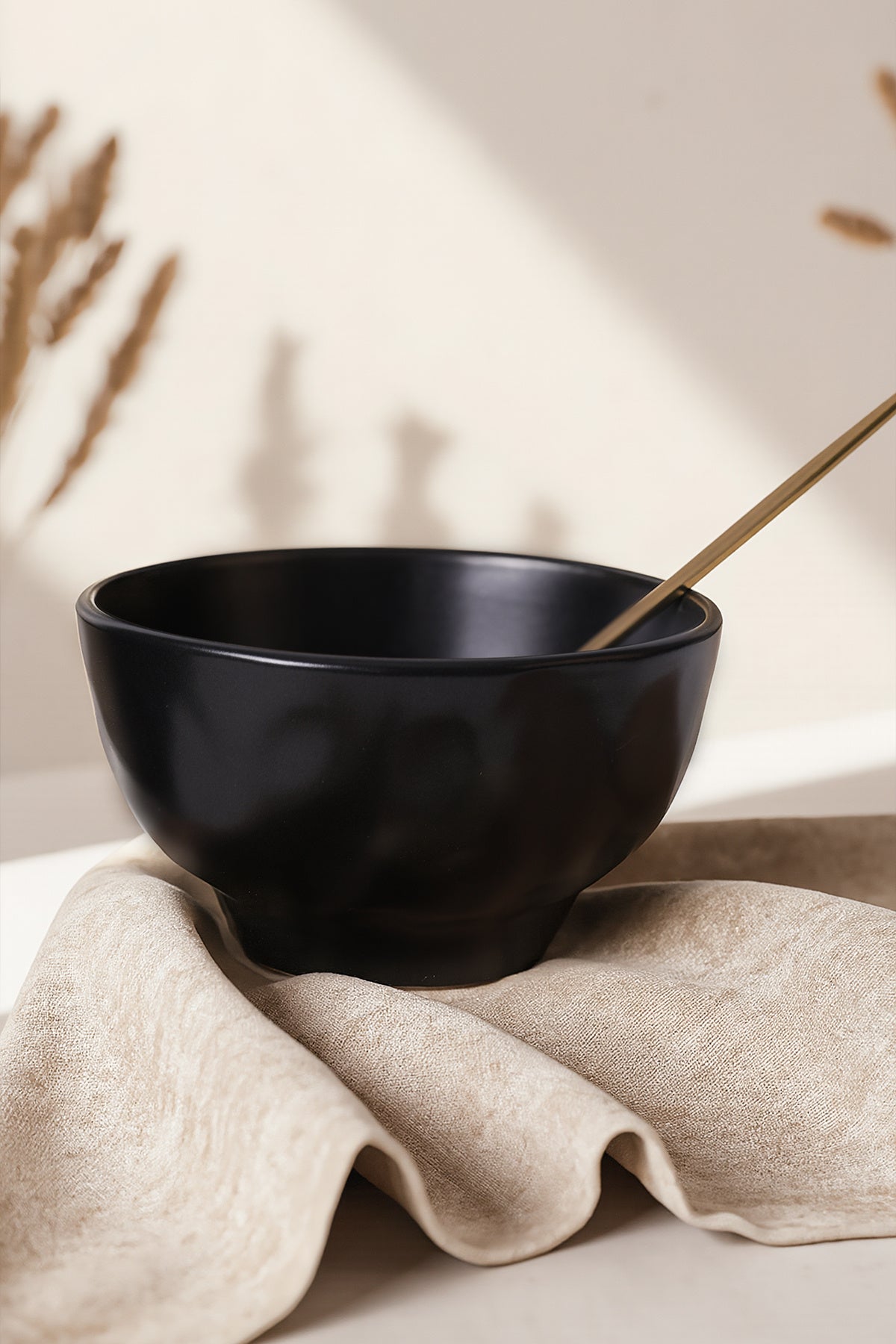 Matte Black Organic Bowl 15 cm 6 Pieces