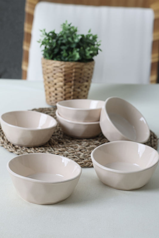 Cream Crystal Snack Bowl 12 cm 6 Pieces