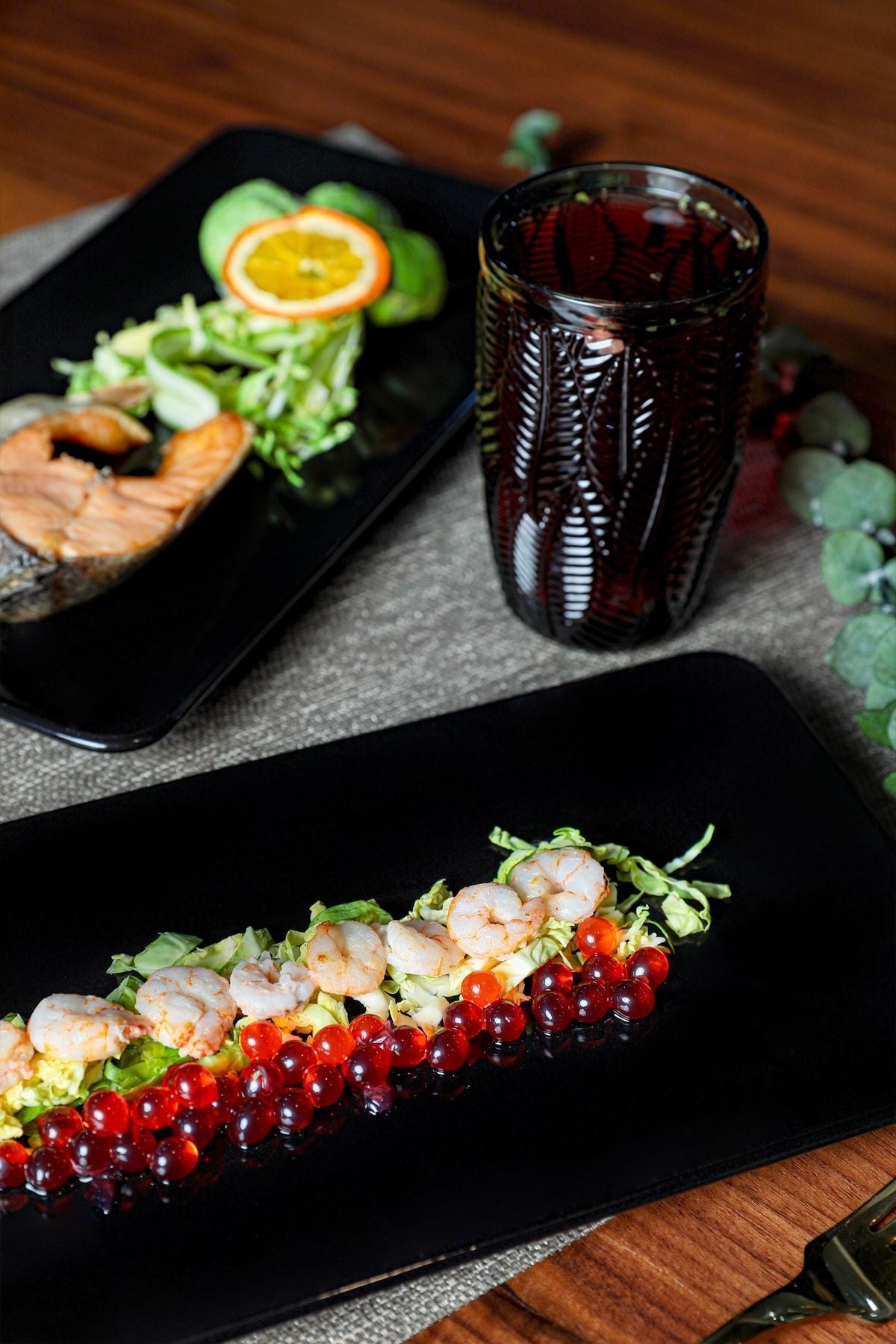 Black Siera Boat-Shaped Plate, 33 cm, 2 Pieces