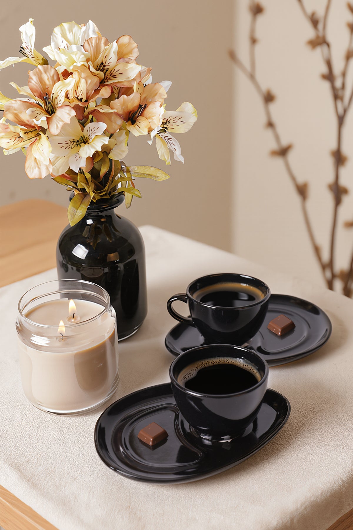 Black Drop Coffee Serving Set, 4 Pieces, 2 Person