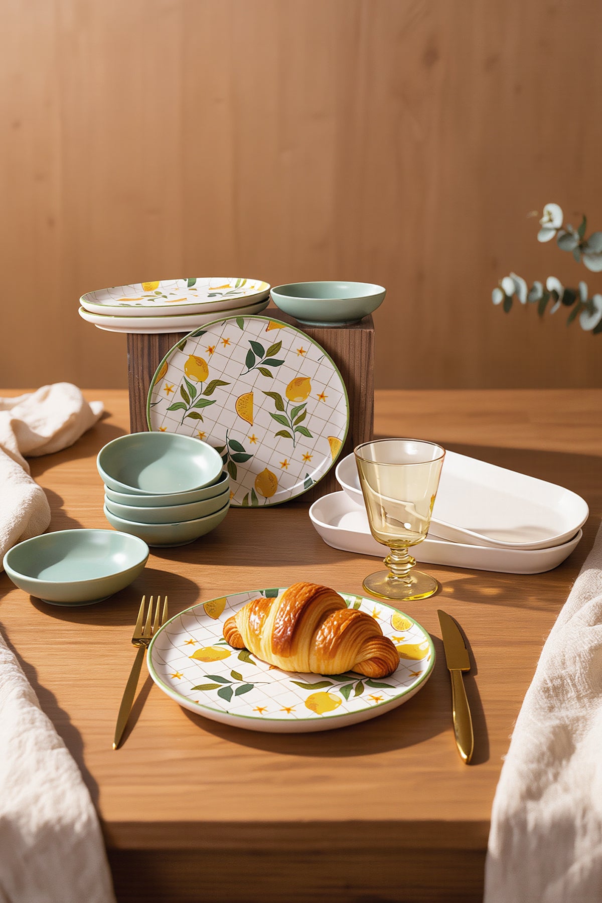 Lemon Breakfast Set, 12 Pieces, for 4 People
