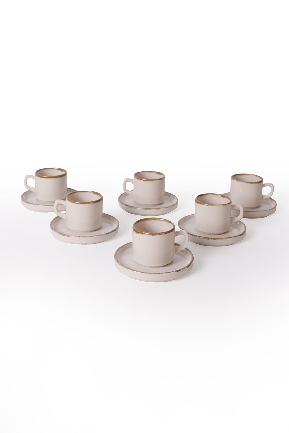 Straw Stackable Tea Set, 12 Pieces, for 6 People
