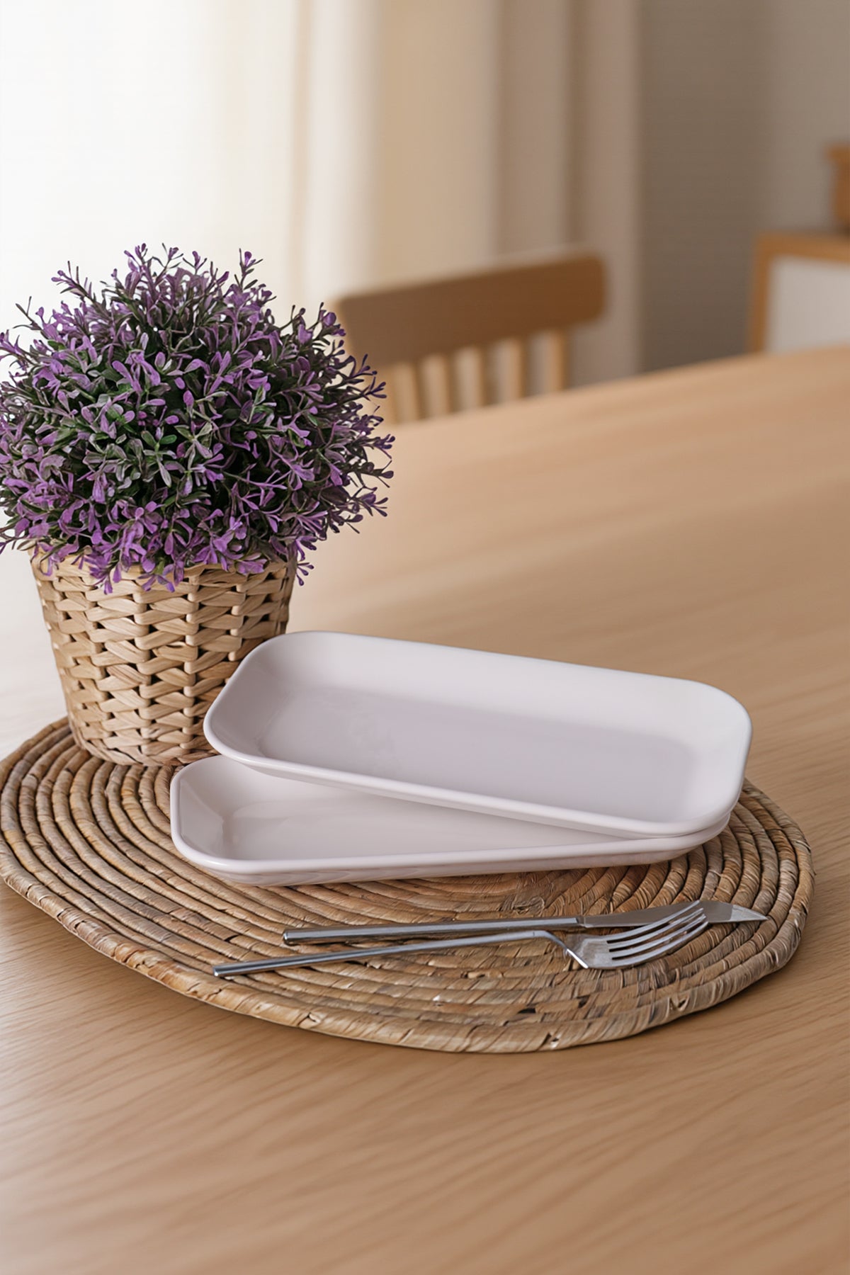 White Pergamon Boat-Shaped Plate 26 cm, 2 Pieces