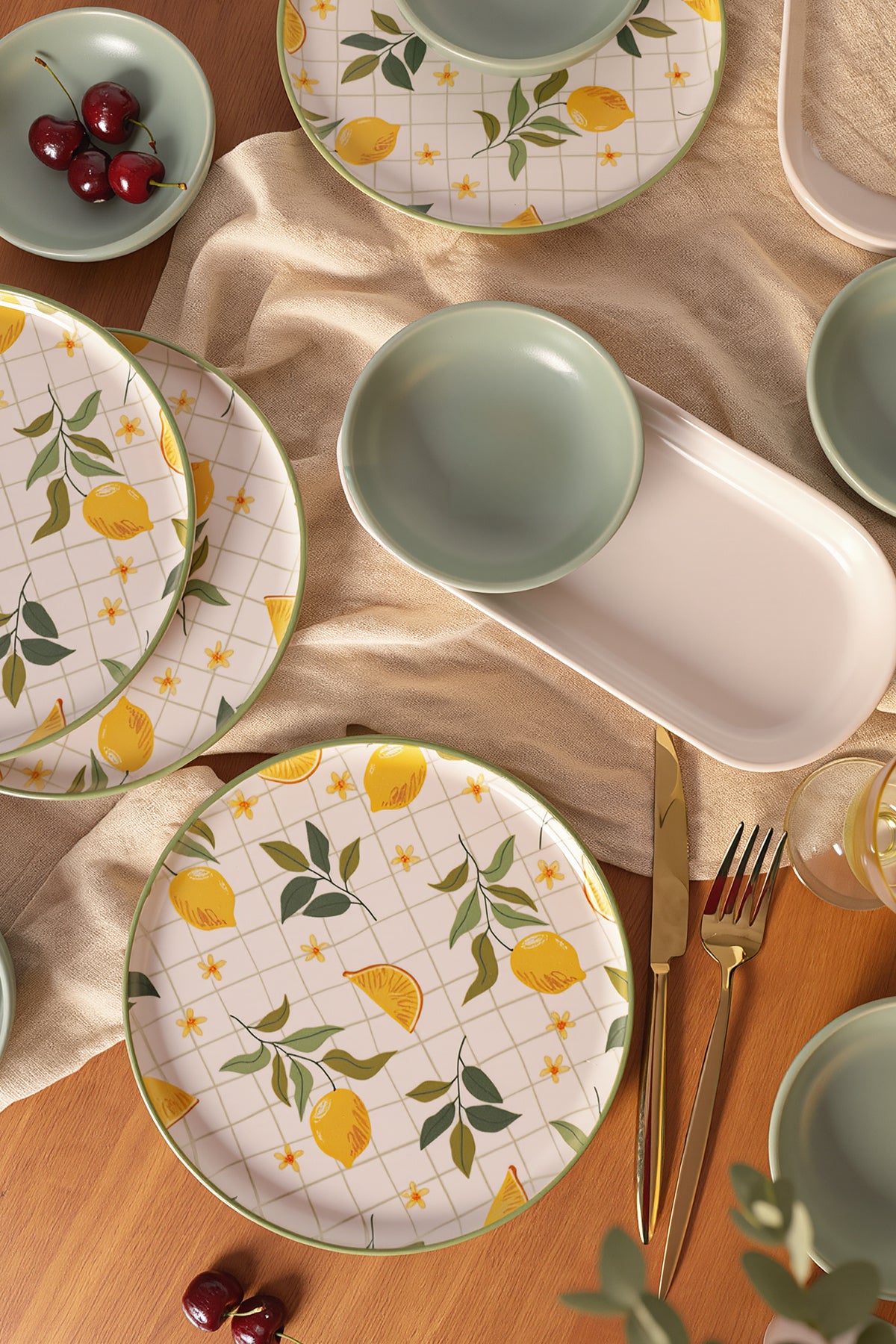 Lemon Breakfast Set, 12 Pieces, for 4 People