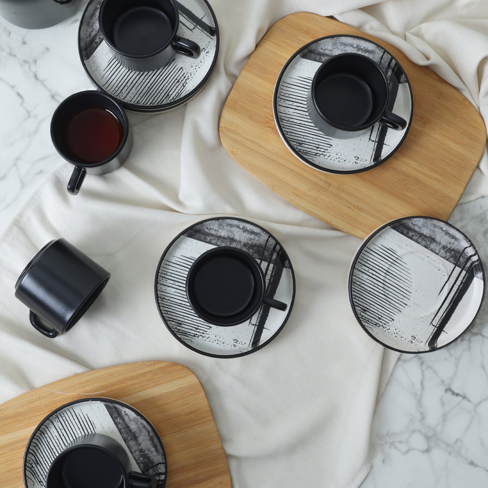 Shadowy Stackable Tea Set 12 Pieces for 6 People