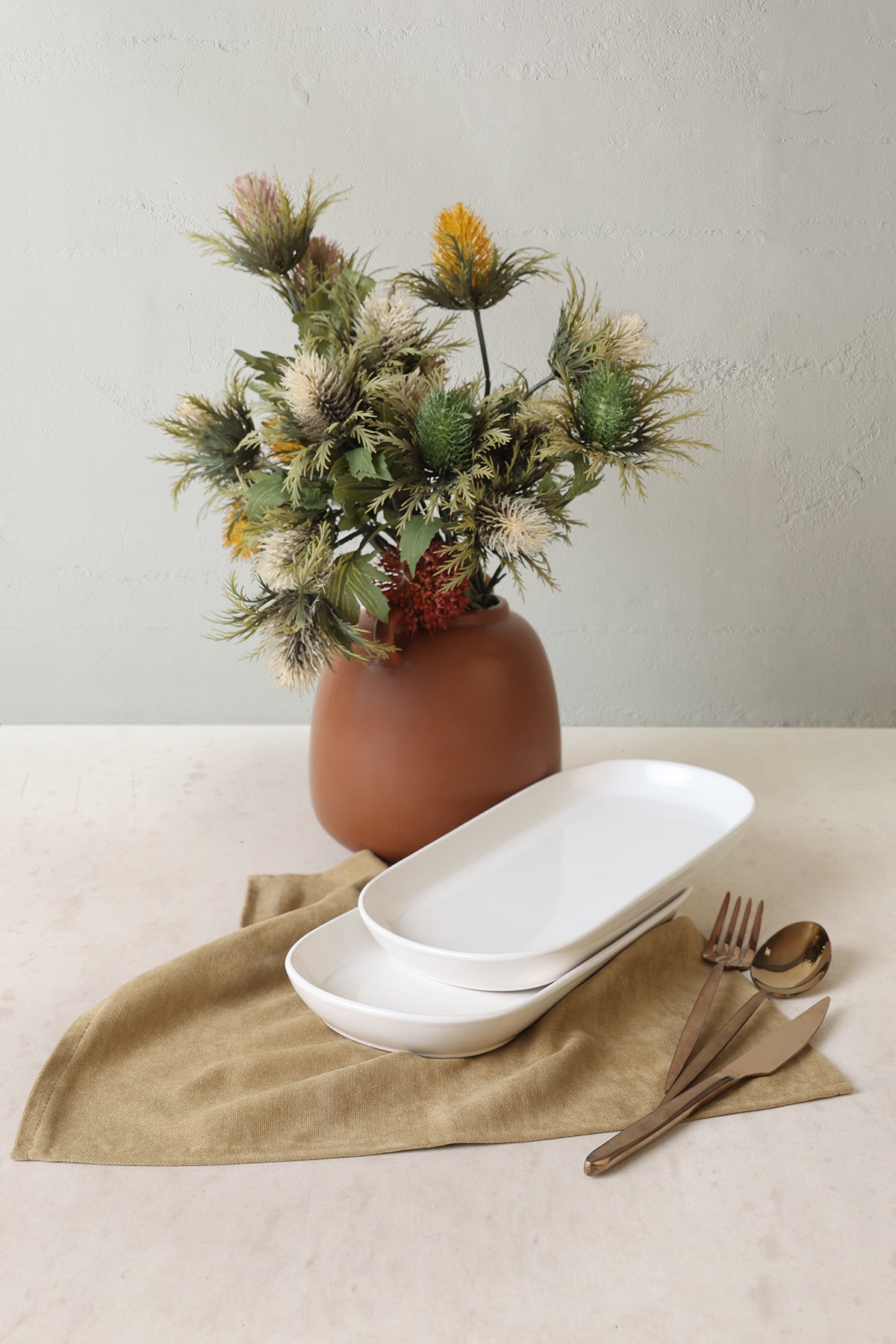 White Noyan Boat-Shaped Plate 28 cm 2 Pieces