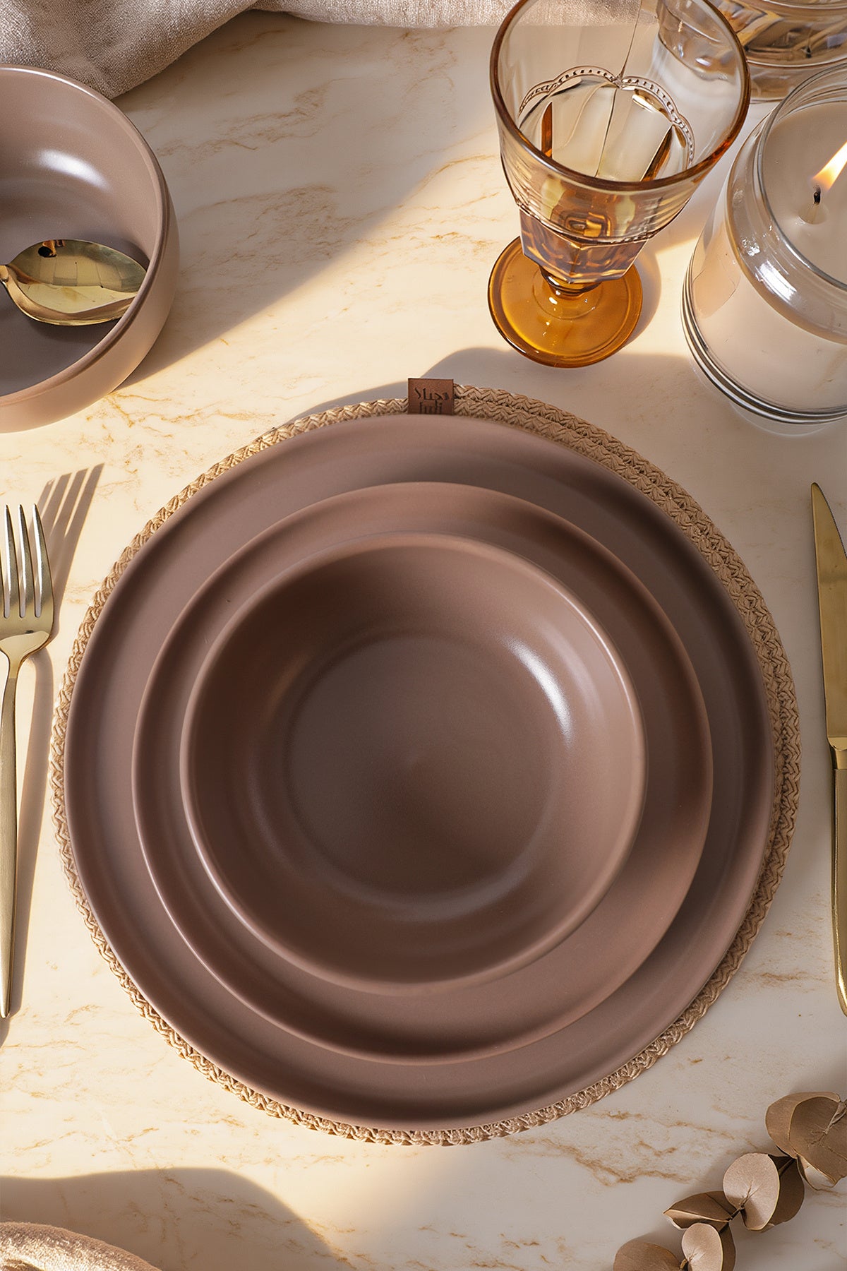 Matte Earth Taupe Nordic Dinner Set, 6 Pieces, 2 Person