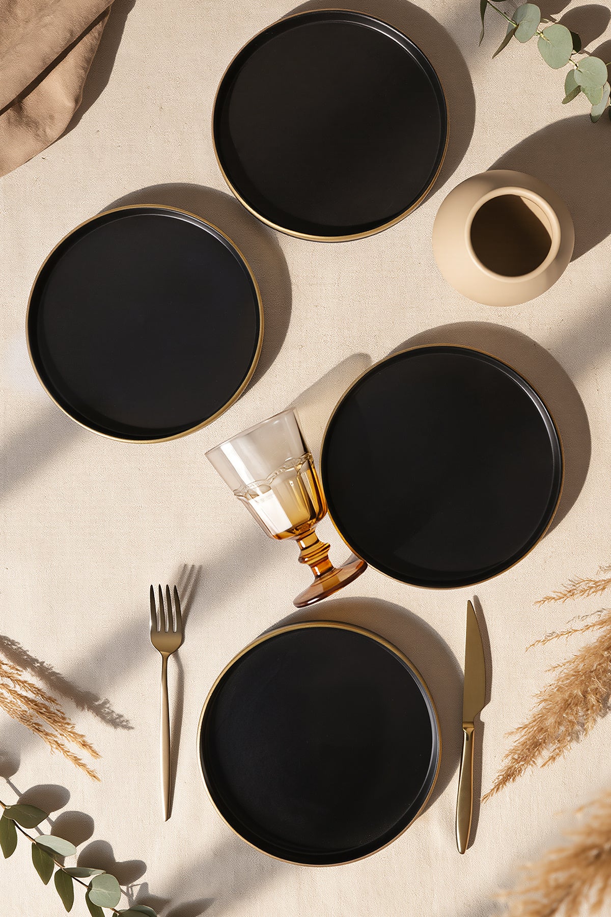 Matte Black Gold Mesh Stackable Cake Plate 21 cm 4 Pieces