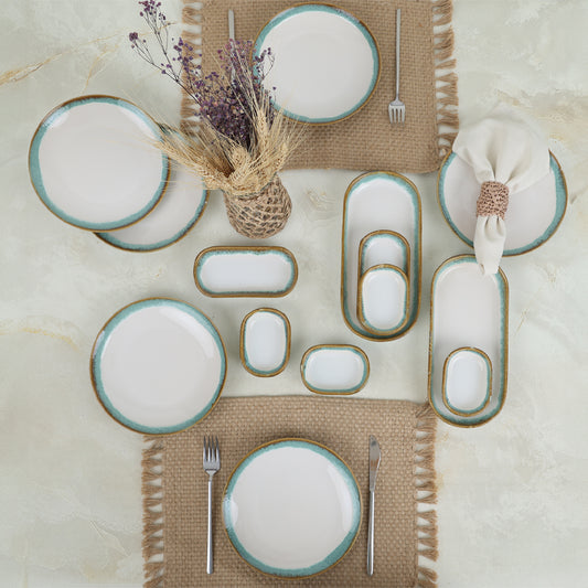 Turquoise Wave Breakfast Set 14 Pieces for 6 People