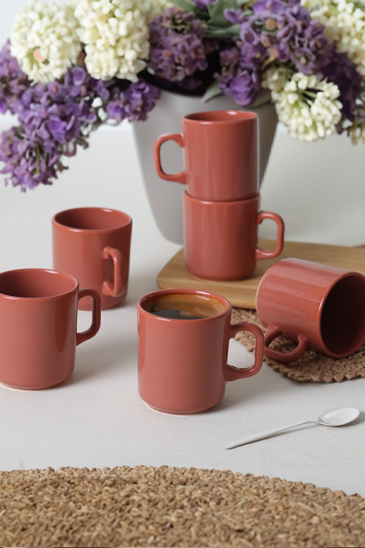 Reddish Brown Format Mug 8 cm 6 Pieces