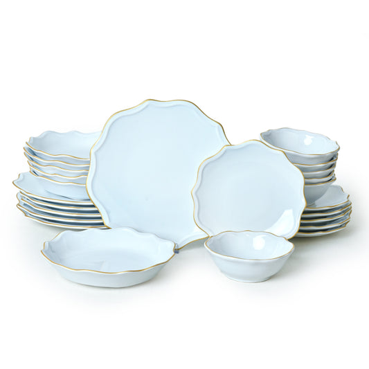 White Gold Netted Romeo Dinner Set 24 Pieces for 6 People