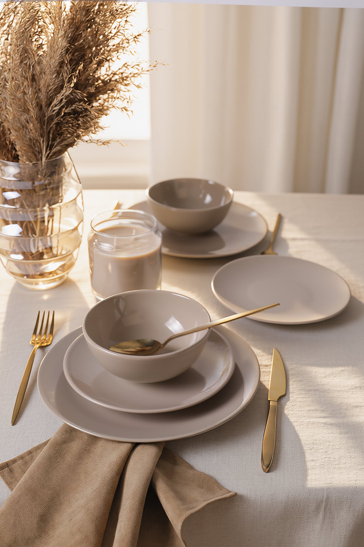 Taupe Kera 6-Piece Dinner Set for 2 People