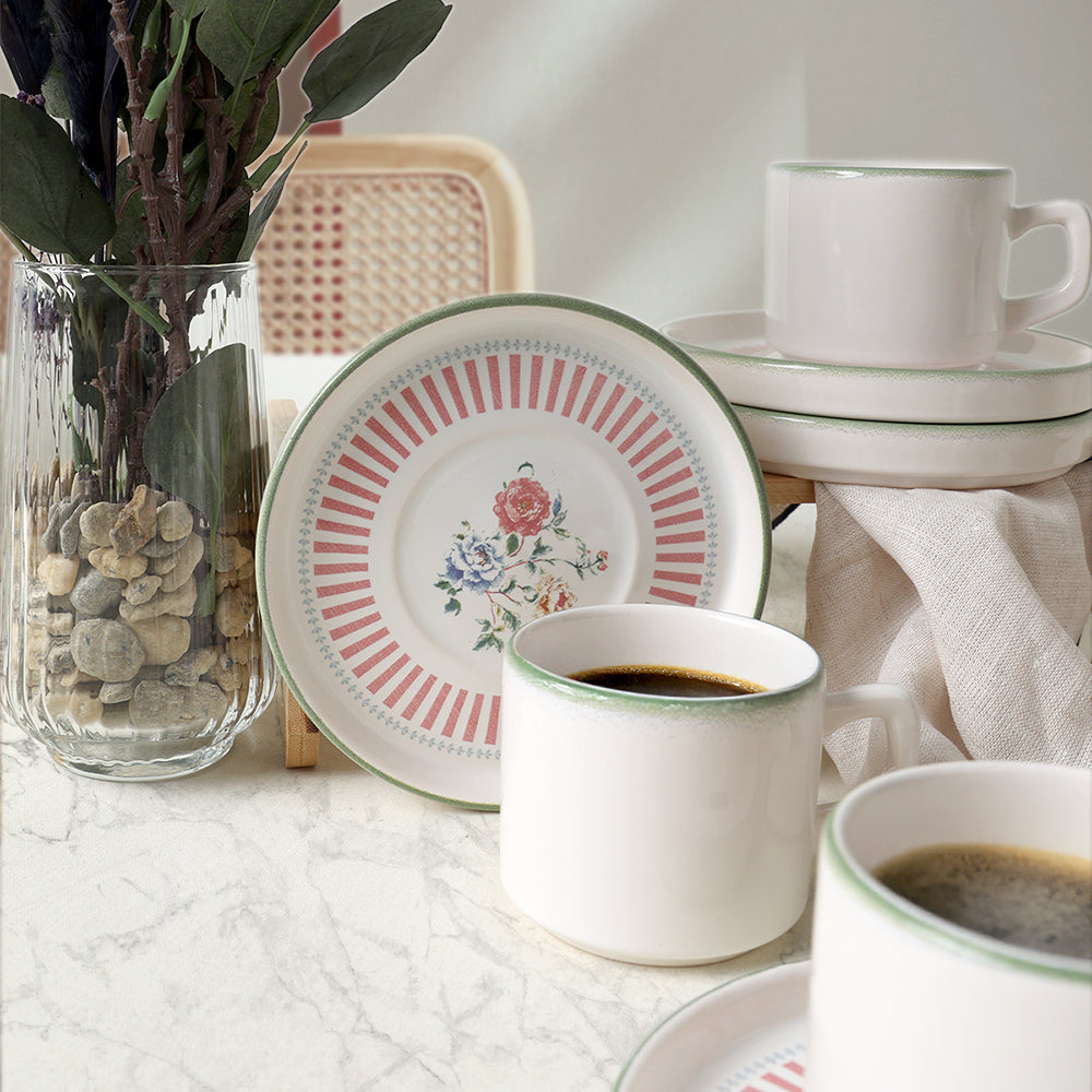 Rose Line Stackable Tea 6 Person Set