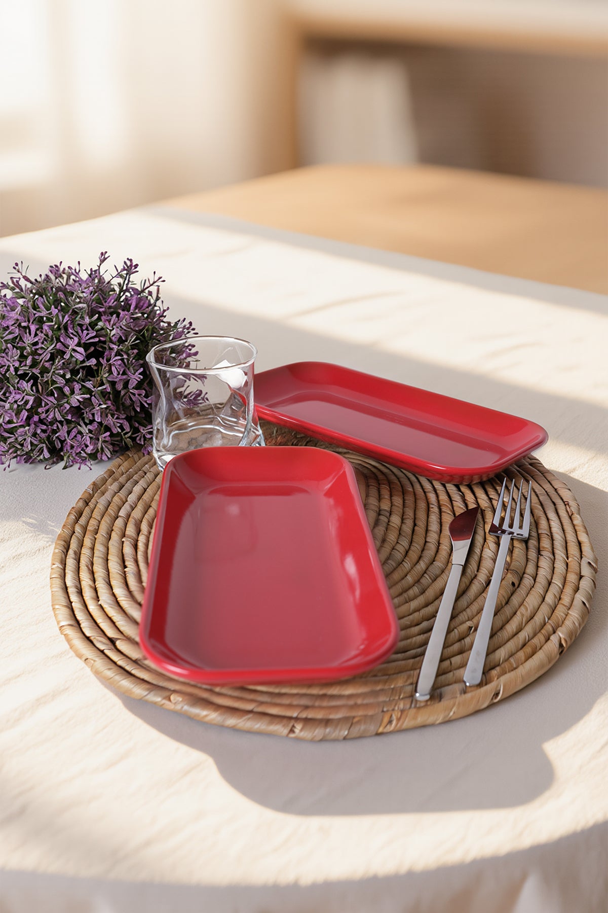 Red Pergamon Boat-Shaped Plate 26 cm, 2 Pieces