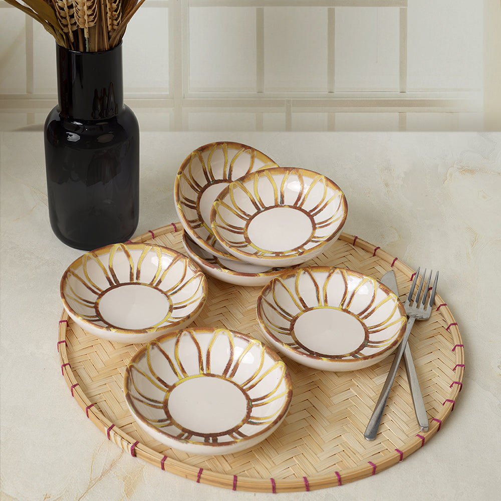 Worn Gold Ring Snack Bowl 13 Cm 6 Pieces