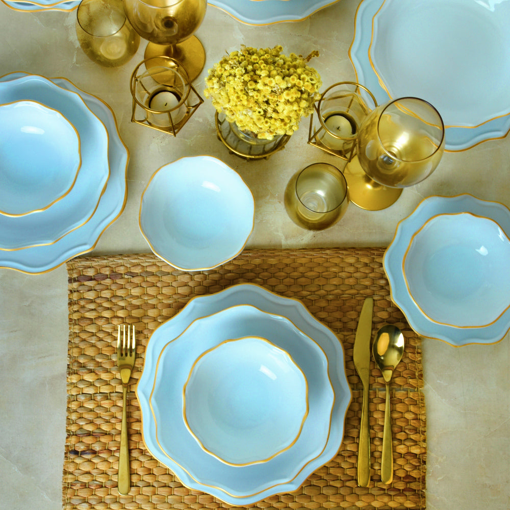 White Gold Netted Romeo Dinner Set 24 Pieces for 6 People