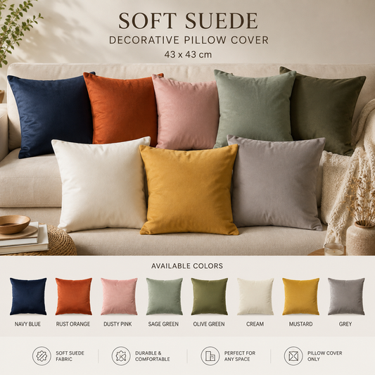 Soft Suede Decorative Pillow Cover 43×43 cm