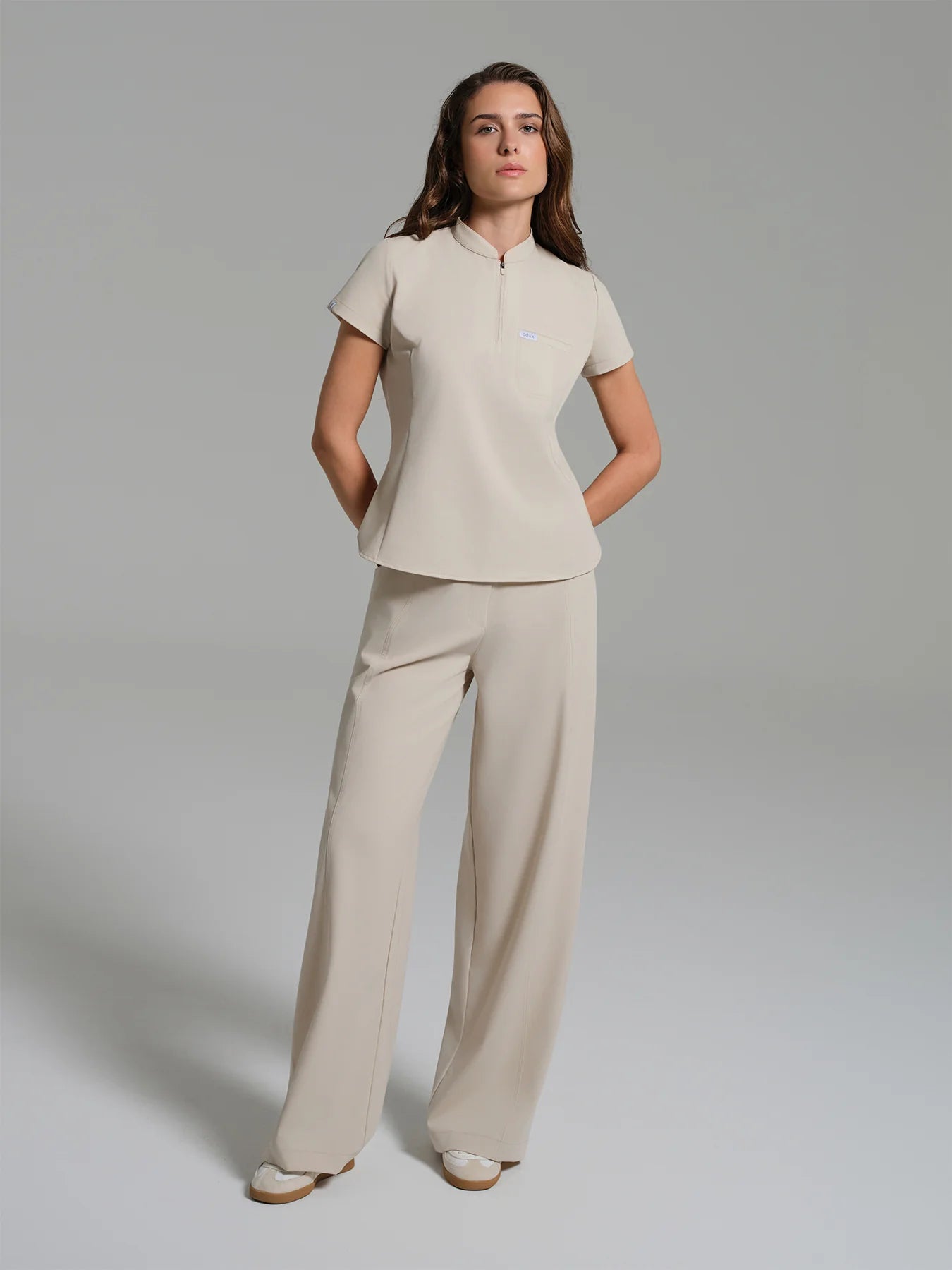 Cosa Atria® Women's Wide Leg Trousers - Light Beige
