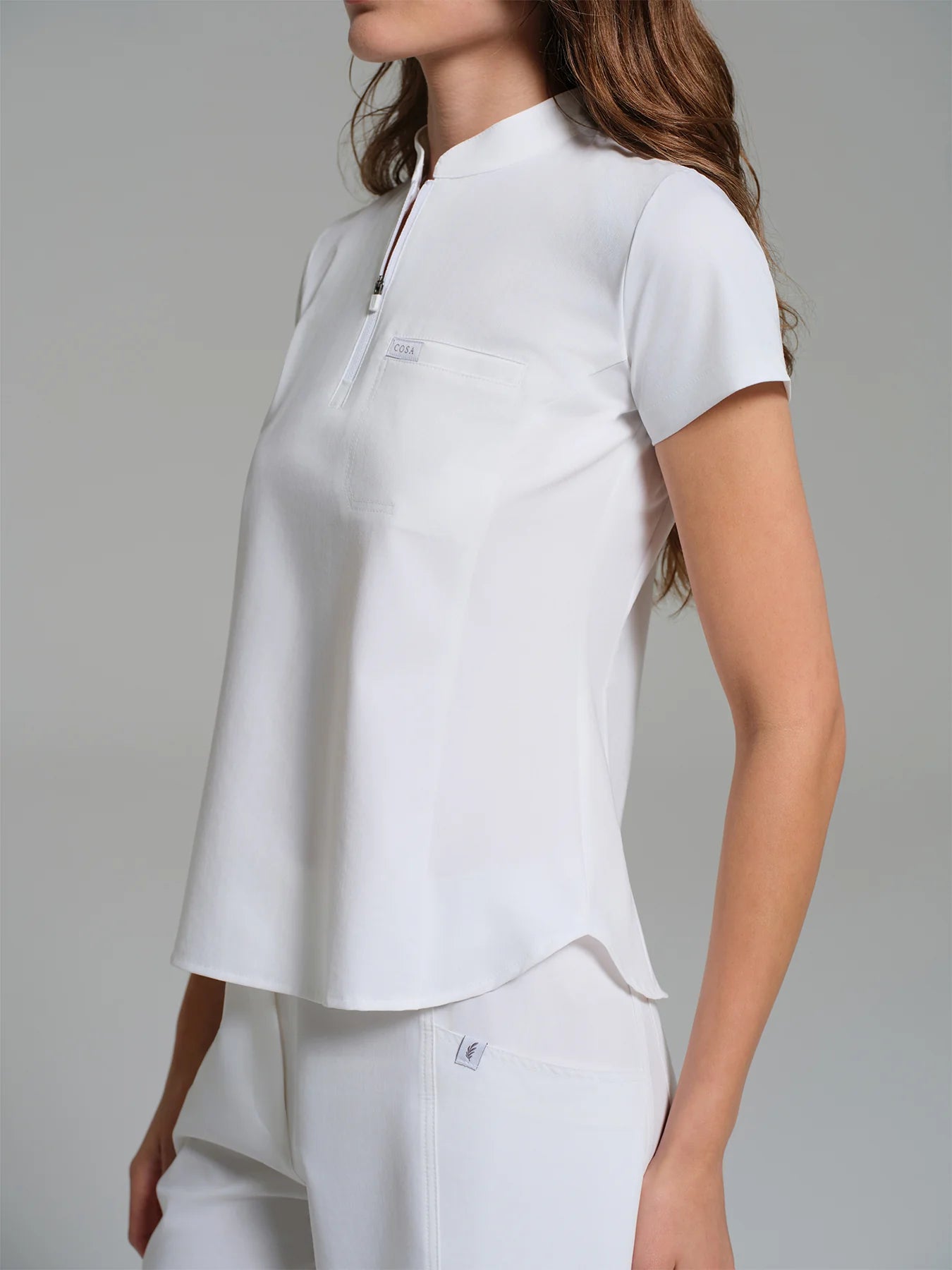Cosa Atria® Women's Mandarin Collar Top - White