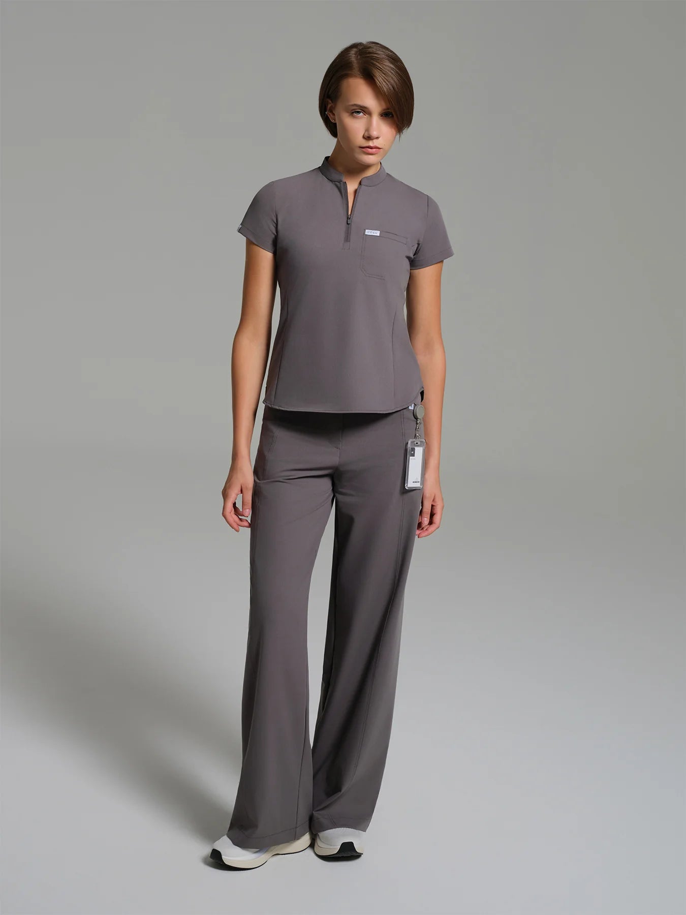 Cosa Atria® Women's Mandarin Collar Top - Anthracite