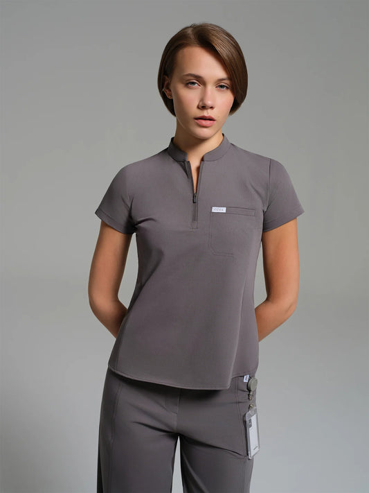Cosa Atria® Women's Mandarin Collar Top - Anthracite