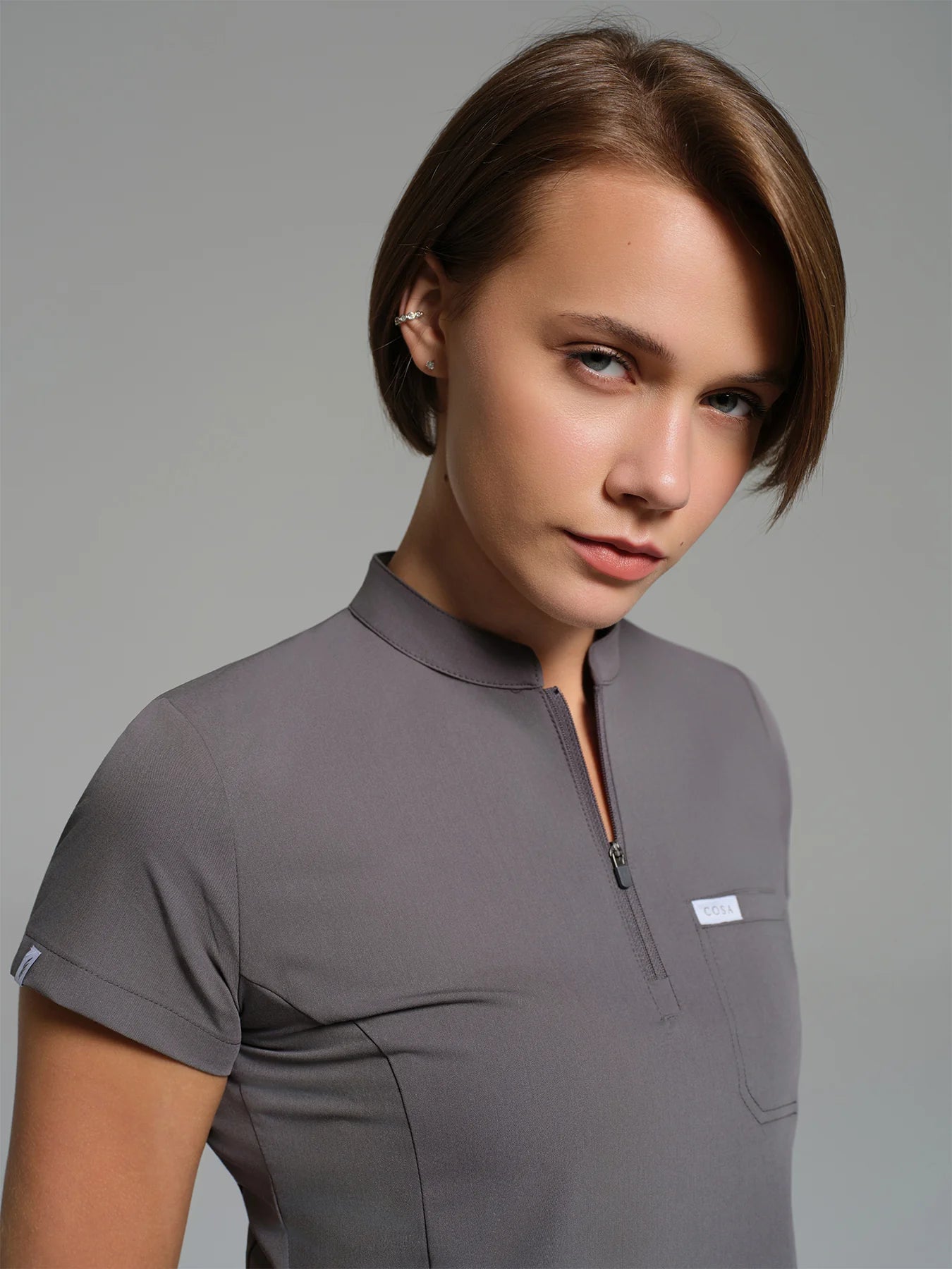 Cosa Atria® Women's Mandarin Collar Top - Anthracite