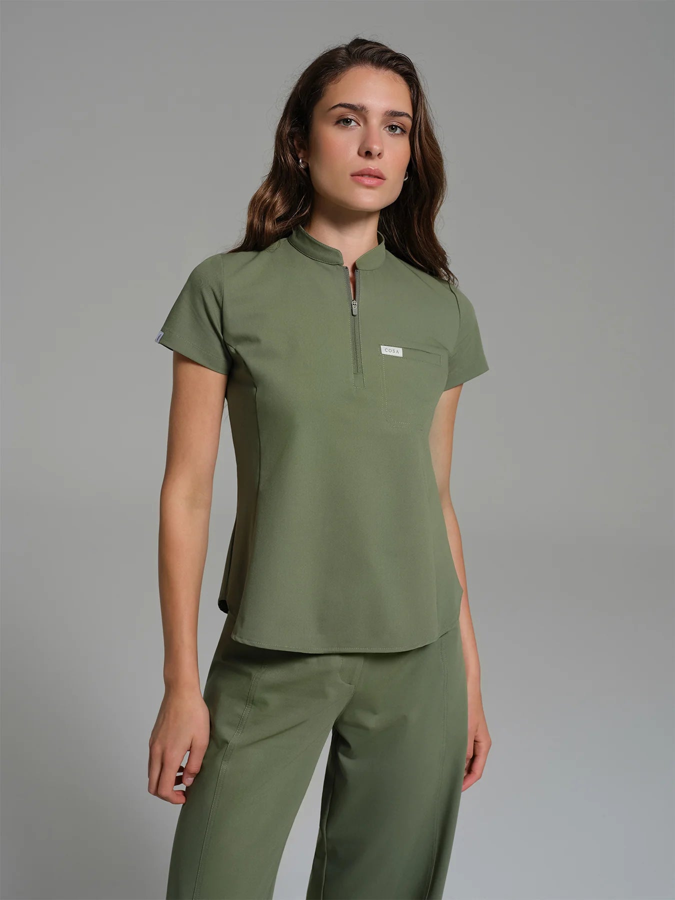 Cosa Atria® Women's Mandarin Collar Top - Light Green