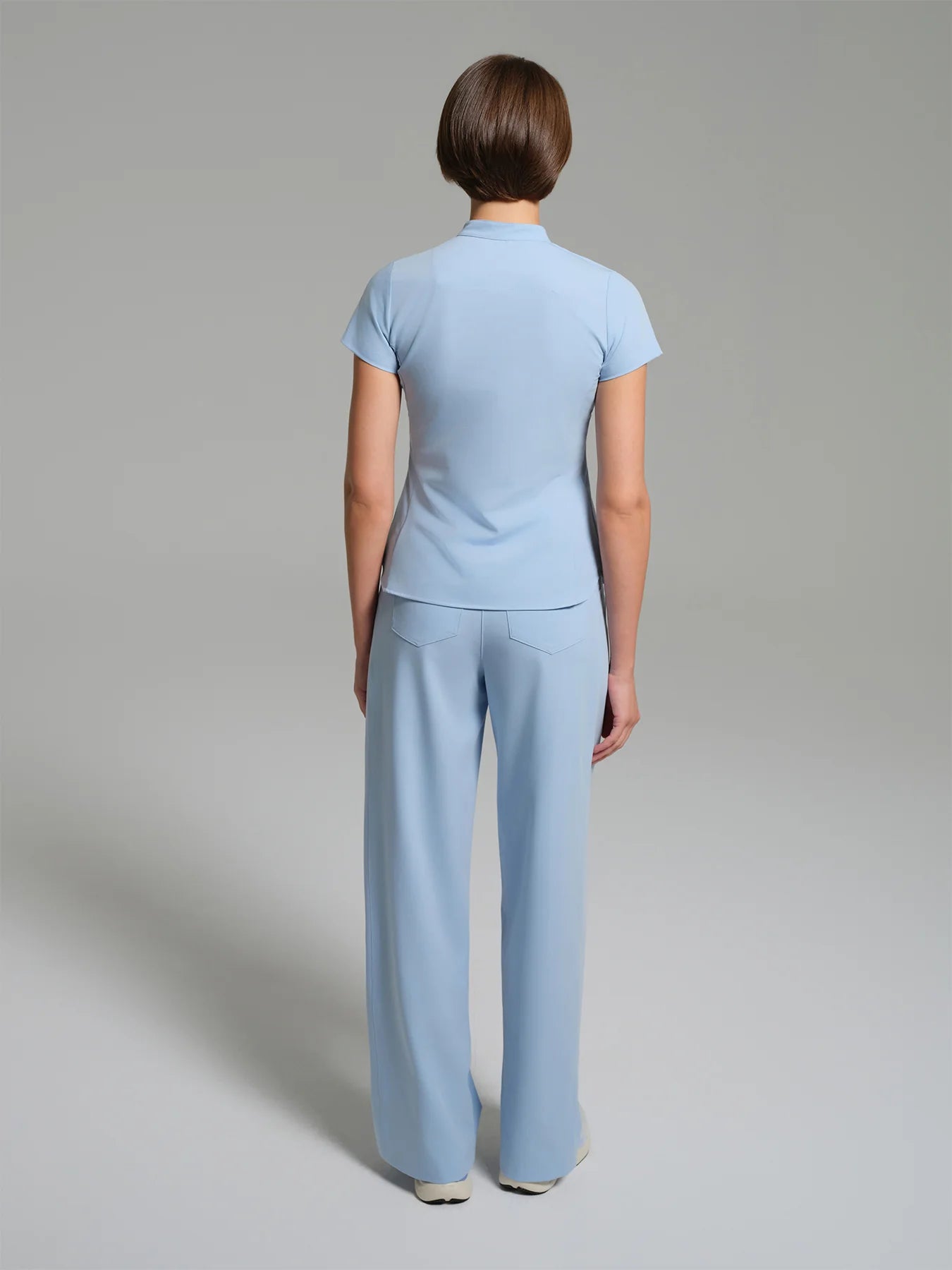 Cosa Atria® Women's Mandarin Collar Top - Ice Blue