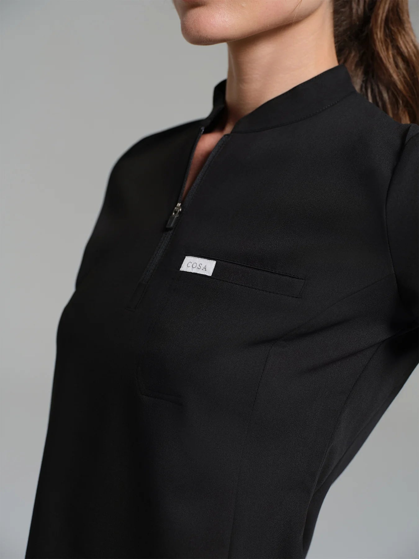 Cosa Atria® Women's Mandarin Collar Top - Black