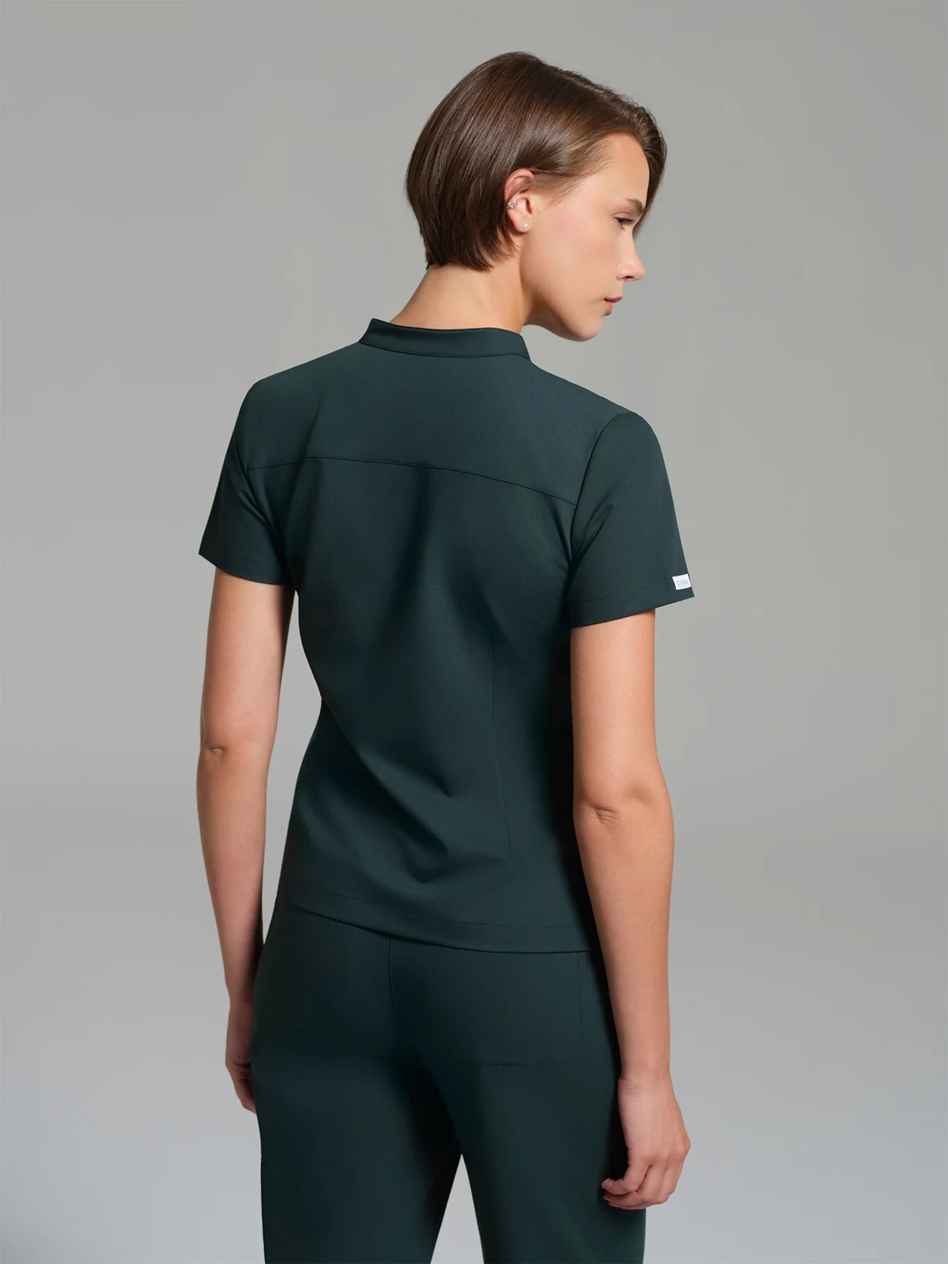 Cosa Lena® Women's V-Neck Mandarin Top - Petrol Green