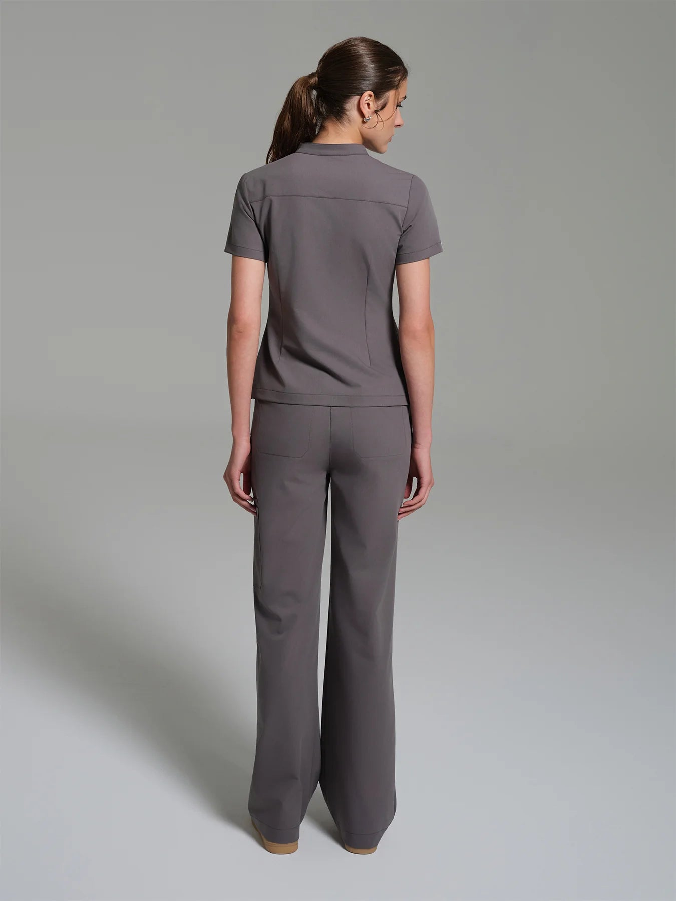 Cosa Lena® Women's V-Neck Mandarin Top - Anthracite