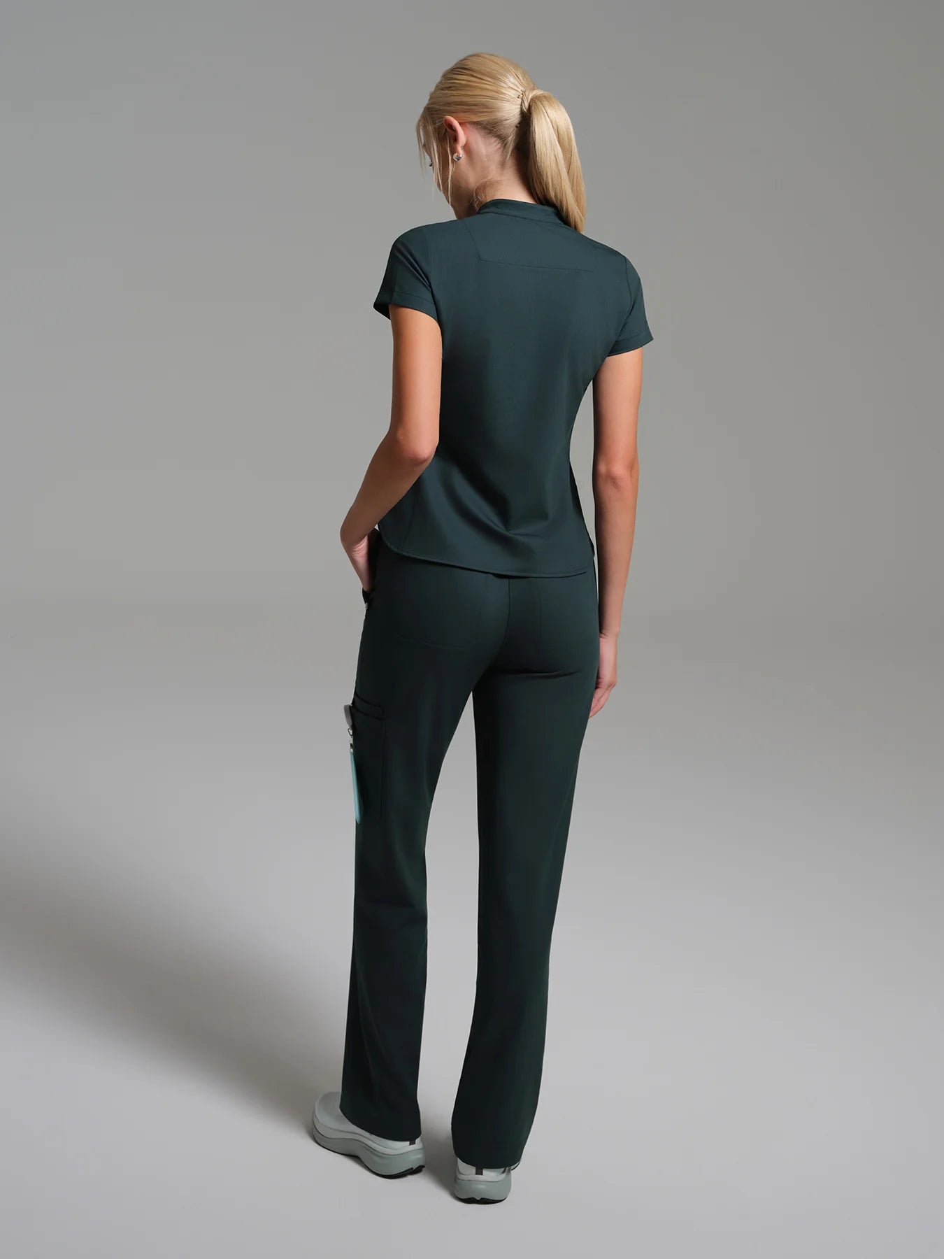 Cosa Atria® Women's Mandarin Collar Top - Petrol Green