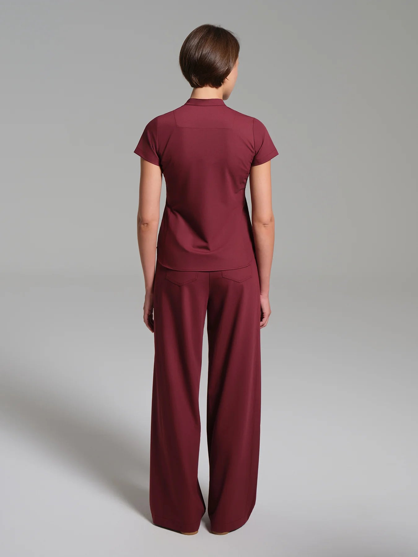 Cosa Atria® Women's Mandarin Collar Top - Burgundy