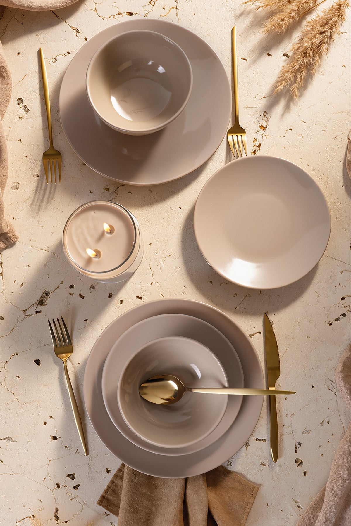 Taupe Kera 6-Piece Dinner Set for 2 People