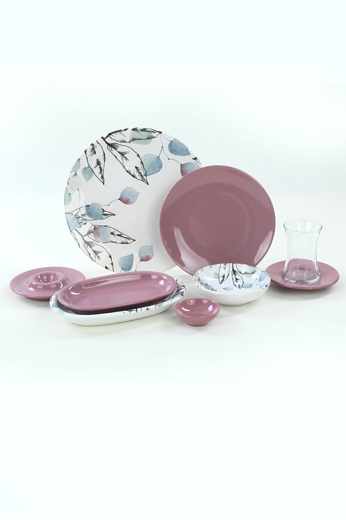 Keraart Blue Spring Breakfast Set, 50 Pieces, for 6 People