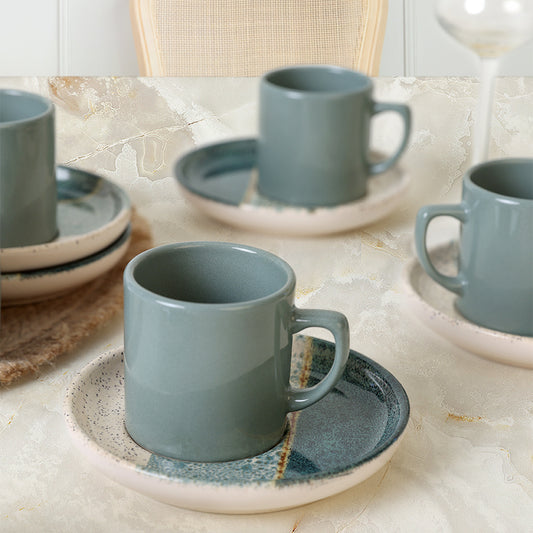 Colored Coffee Set 12 Pieces 6 Person