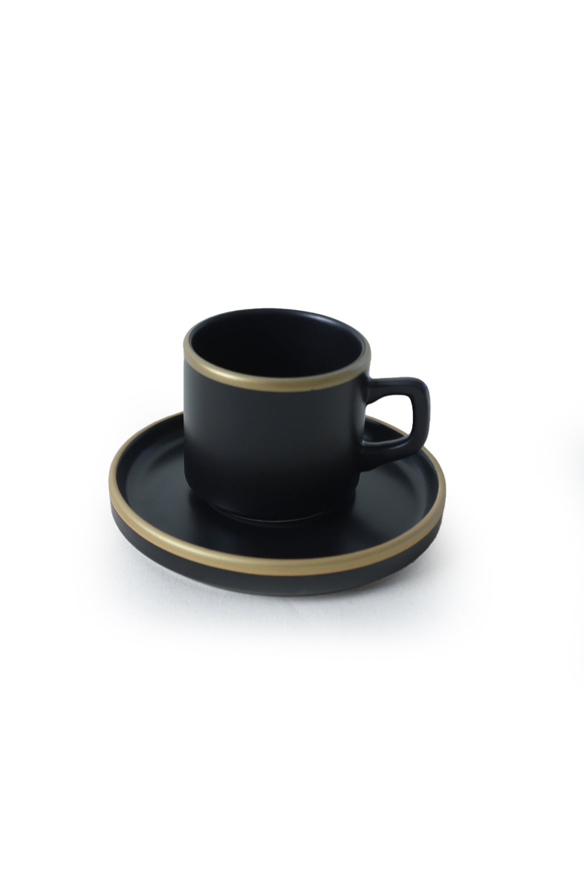 Matte Black Gold Mesh Stackable Tea Set, 8 Pieces, for 4 People