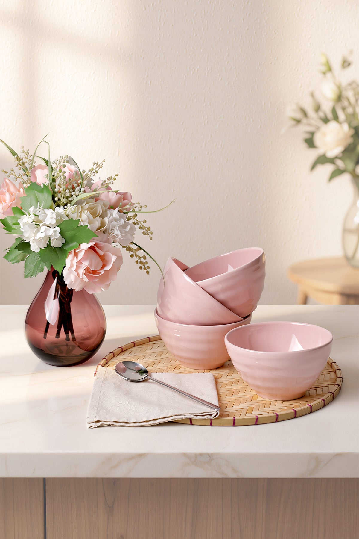 Light Pink Escargot Bowl 14 cm 4 Pieces