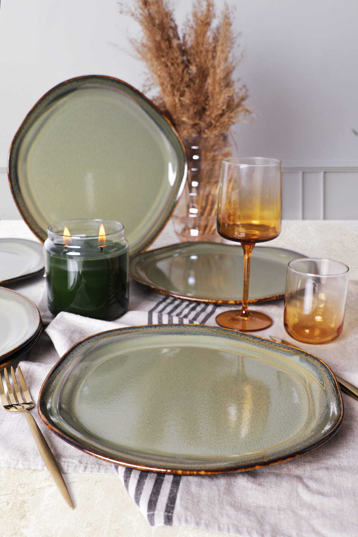 Reactive Green Bloom Serving Plate 29 cm 6 Pieces