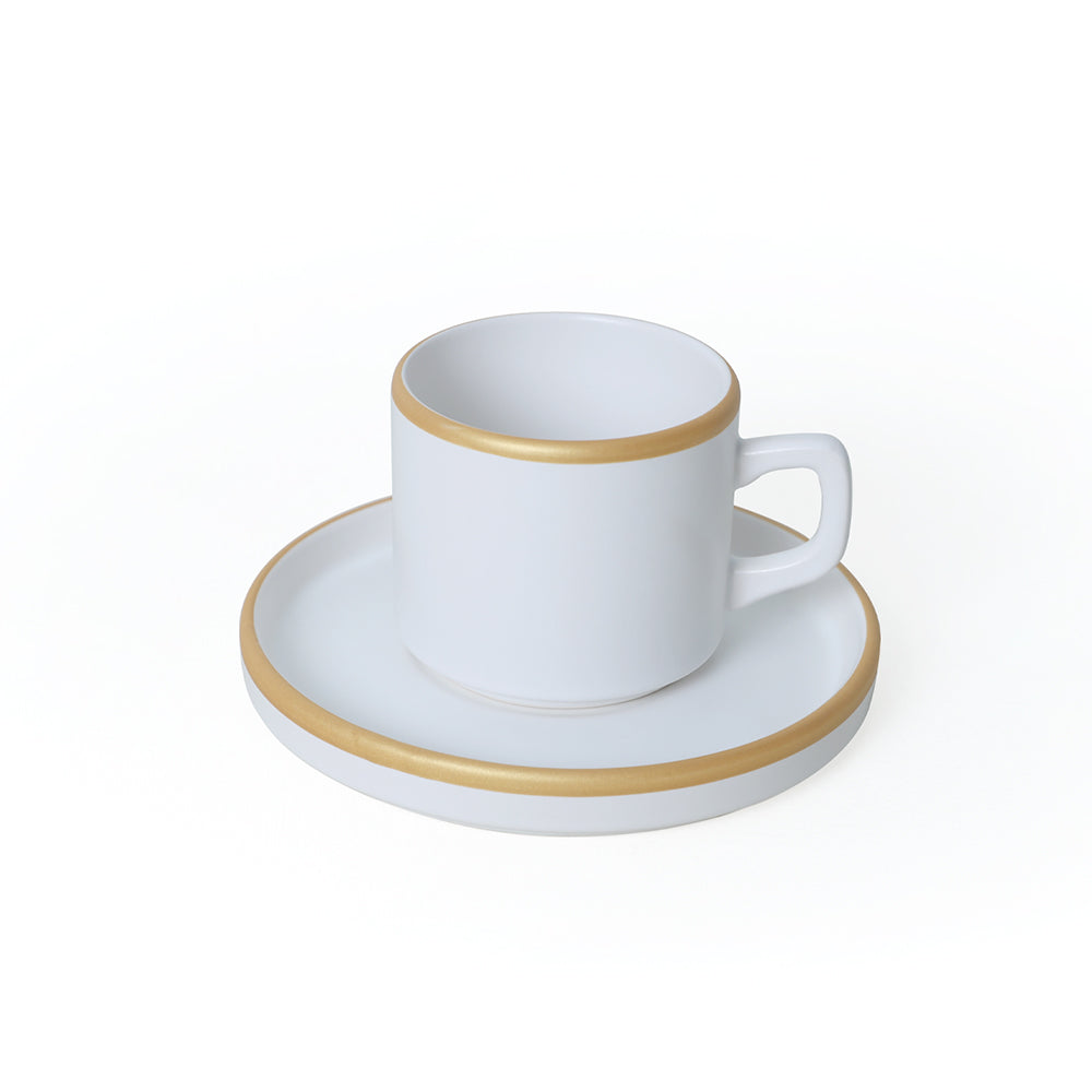 Matte White Gold Netted Stackable Dinner/Breakfast Set 20 Pieces for 4 People