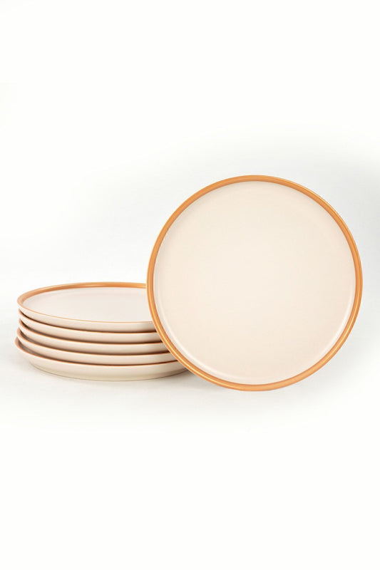 Nordic Gold Matte Cream Cake Plate 22 cm 6 Pieces