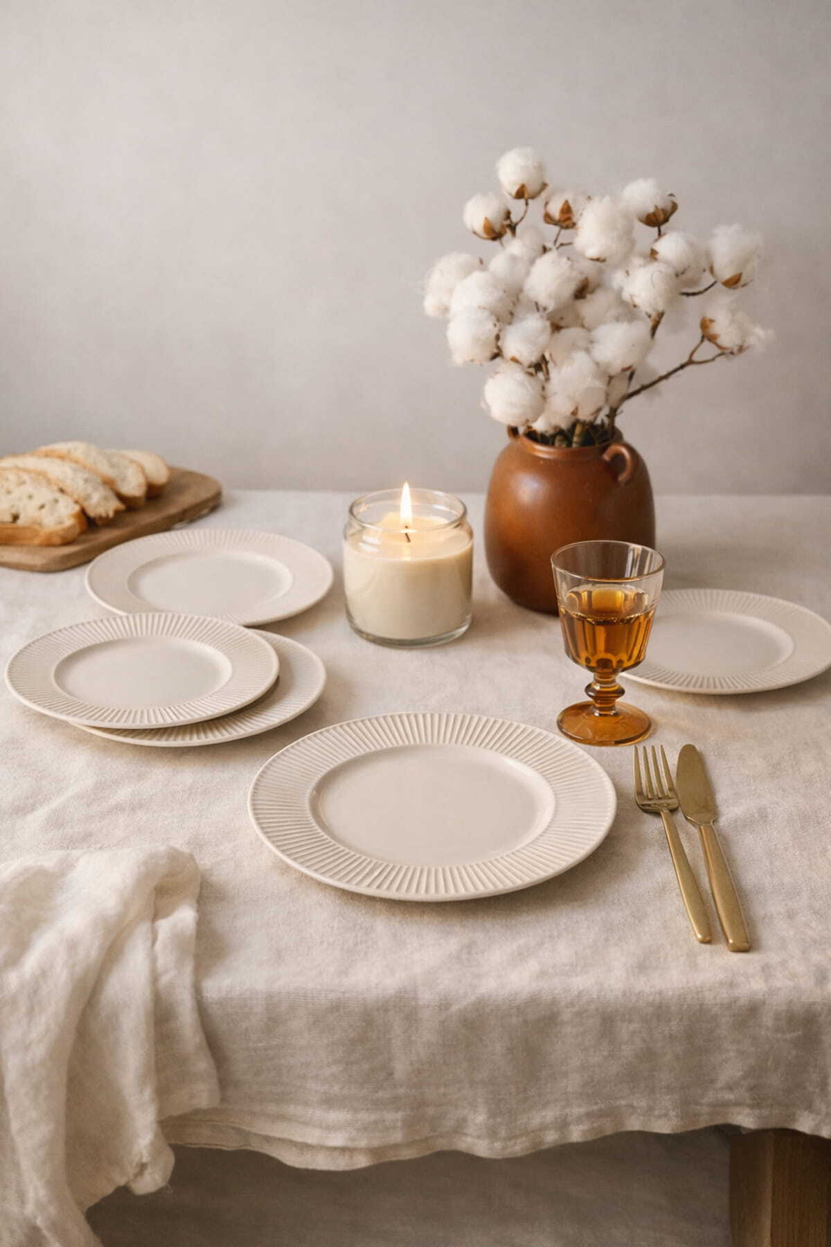 Cream Myra Pasta Plate 22 cm 6 Pieces