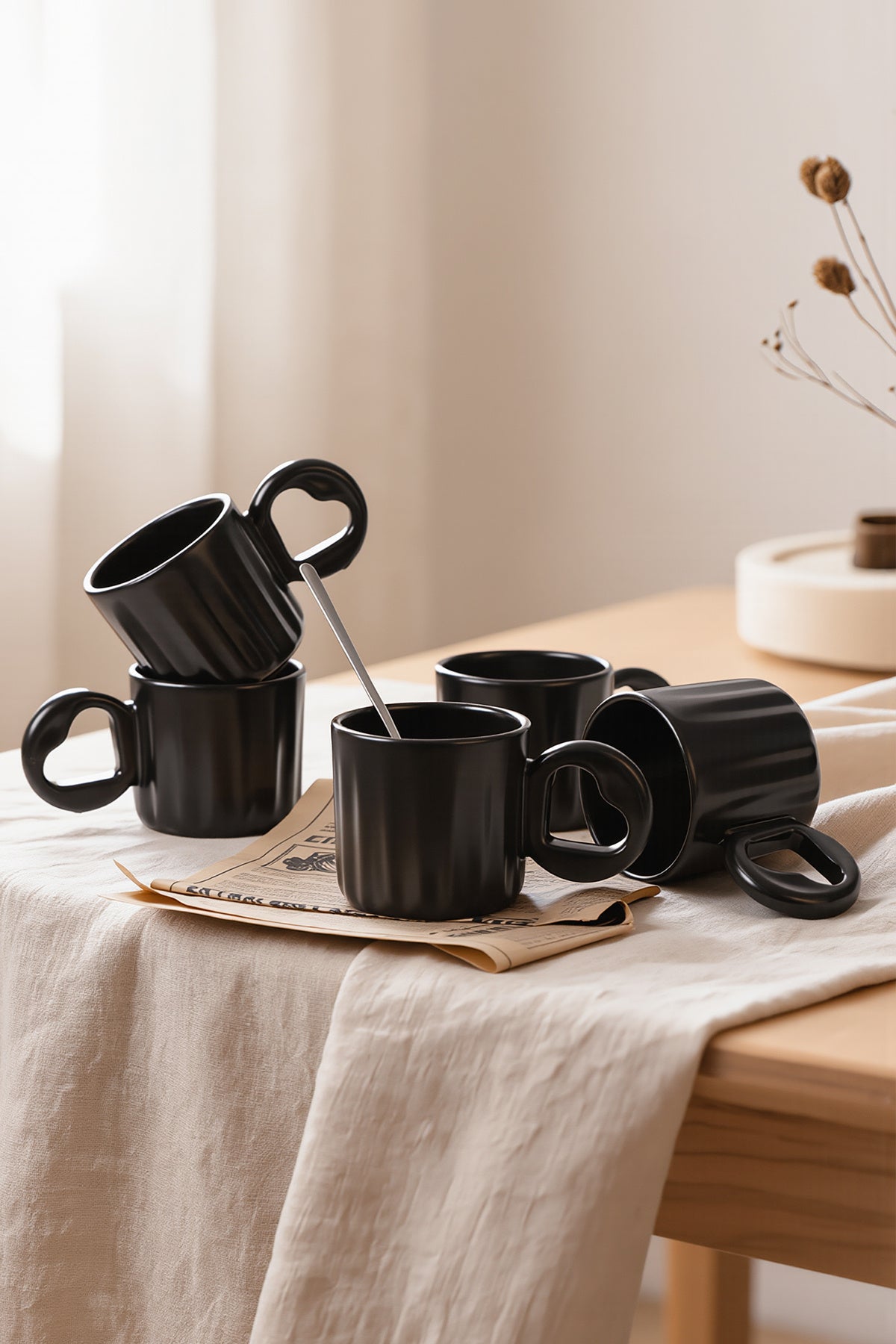 Matte Black Senta Mug, 8 cm, 6 Pieces