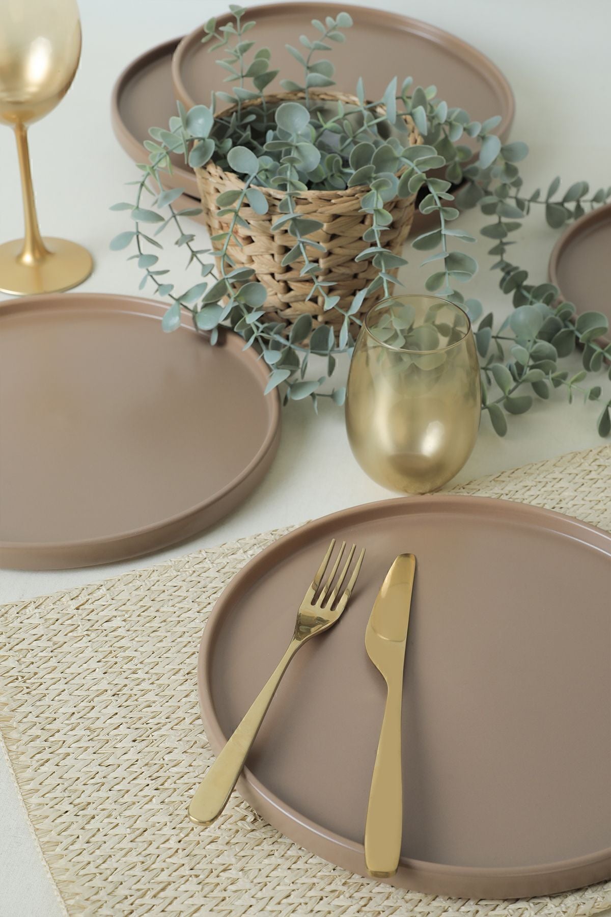 Matte Taupe Stackable Serving Plate 27 cm 6 Pieces